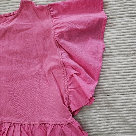 Zara Pink Ruffle Sleeve Kids Top Size 11-12 - Picture 4 of 5